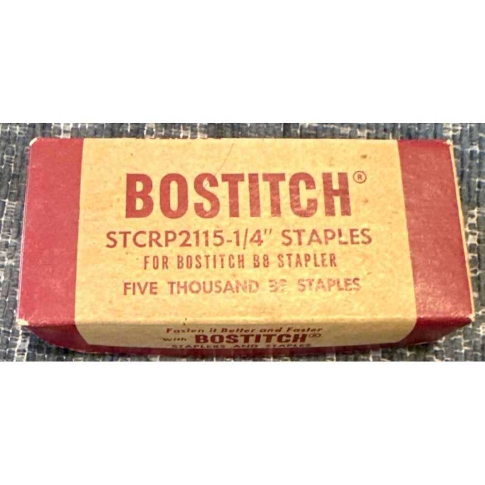 Bostitch B8 Staples 5000 Count 1/4 Inch Red Tan STCRP2115-1/4 Vintage USA Made